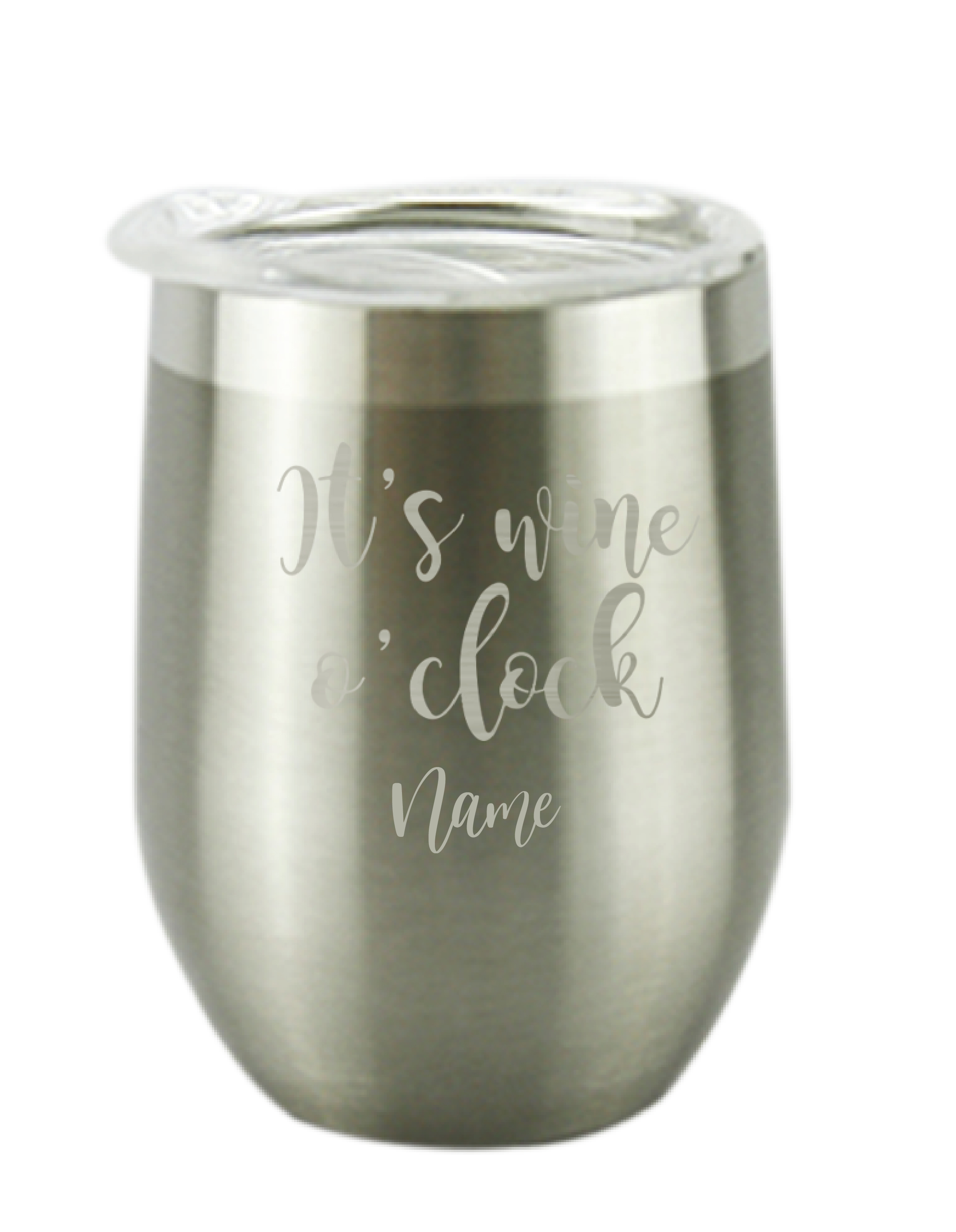 It's Wineó Clock Silver, Personalised Insulated, Stainless Steel Tumbler with Lid